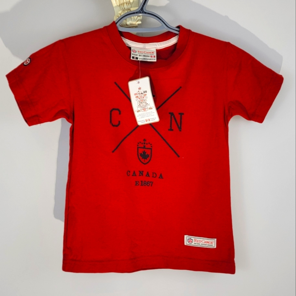 Red Canoe Kids Size 6 Red Tee Shirt Short Sleeve NWT